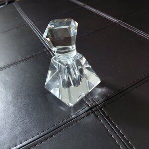 Pretty glass perfume holder with dabber and funnel for filling.  New, never used